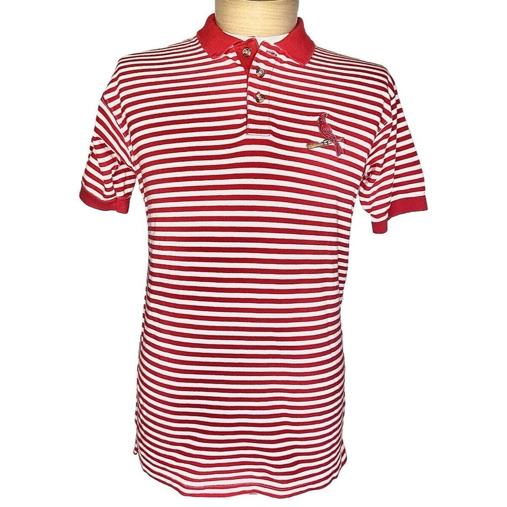 Vintage St. Louis Cardinals Embroidered StripedPolo Shirt